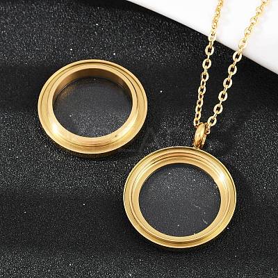 304 Stainless Steel Visible Flat Round Locket Pendant Pet Urn Ashes Necklaces LS-NJEW-S455-08G-1