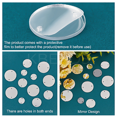 300pcs 3 style Flat Round Acrylic Mirror Sew on Rhinestone DIY-PH0013-83-1