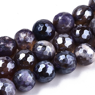 Electroplate Natural Agate Beads Strands G-T131-55-24-1