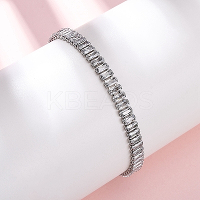 304 Stainless Steel with Clear Cubic Zirconia Link Chain Bracelets BJEW-G754-03P-01-1