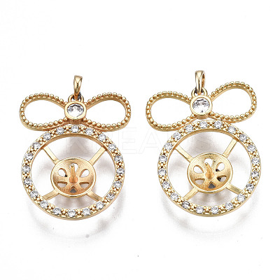 Brass Micro Pave Clear Cubic Zirconia Peg Bails Pendants KK-S356-330-NF-1