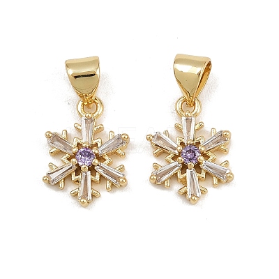 Brass Micro Pave Cubic Zirconia Charms KK-C132-11G-1