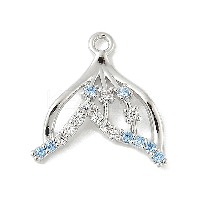 Brass Pave Light Sky Blue and Clear Cubic Zirconia Sea Animal Connector Charms LS-KK-M326-07B-P-1