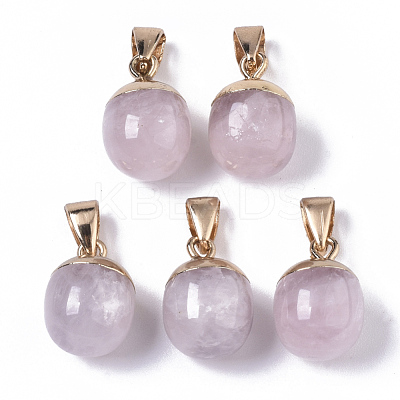 Top Golden Plated Natural Rose Quartz Pendants G-T131-03N-1