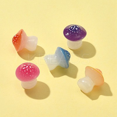 10Pcs Luminous Resin Mushroom Ornament RESI-FS0001-60A-1