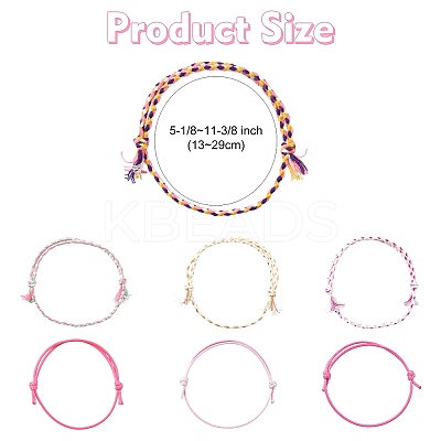 14Pcs 7 Colors Cotton Cord Bracelet Set for Men Women BJEW-FS00025-01-1