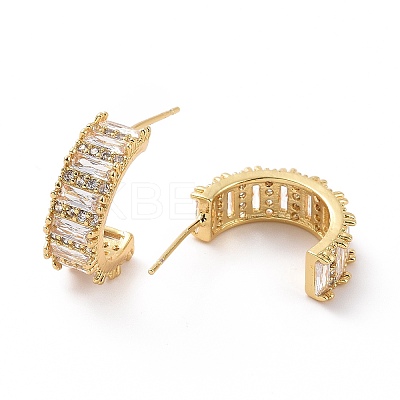 Clear Cubic Zirconia Arc Stud Earrings EJEW-F298-07G-1