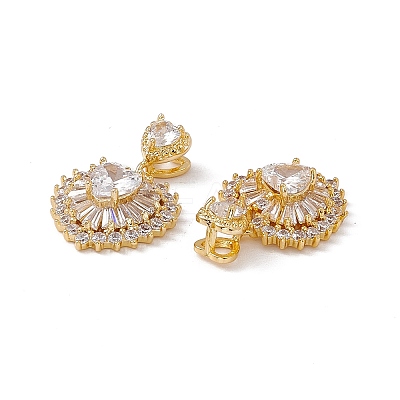 Brass Cubic Zirconia Slide Charms KK-B061-07G-1