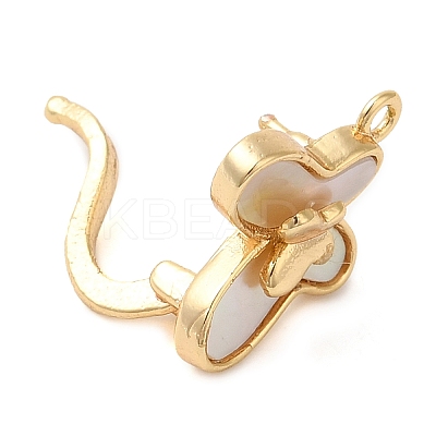 Brass with Natural Shell Fold Over Clasps KK-G505-27G-1