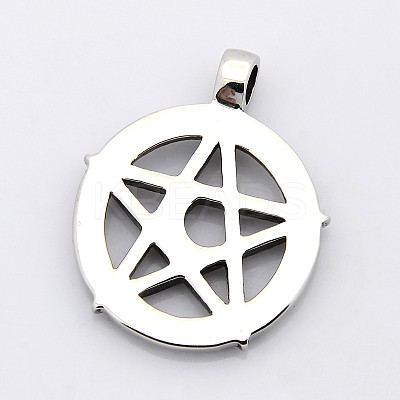 Retro 304 Stainless Steel Ring with Pentagram Pendants STAS-F006-132-1