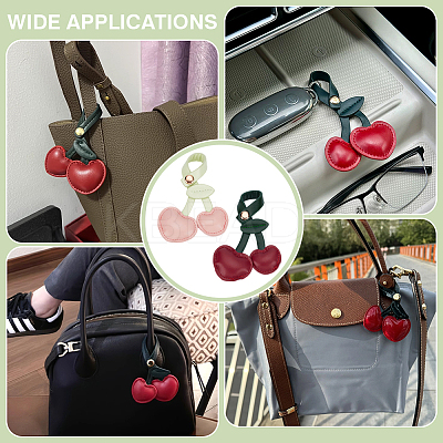 4Pcs 2 Colors PU Leather Cherry Pendant Decoration AJEW-FG0007-41-1