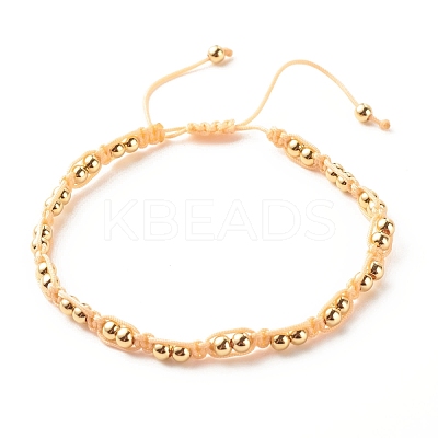 Round Brass Braided Bead Bracelet BJEW-JB07855-1