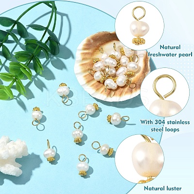 20Pcs Natural Cultured Freshwater Pearl Potato Charms PALLOY-YW00087-1