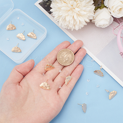 10Pcs Cloud Shape Brass Stud Earring Findings EJEW-BC0001-13-1