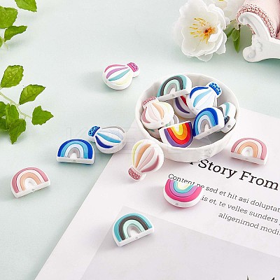 20Pcs Silicone Beads Rainbow Silicone Beads Bulk Hot Air Balloon Silicone Loose Spacer Beads Charm Color Silicone Bead Kit for Necklace Bracelet Keychain DIY Crafts Making JX321A-1