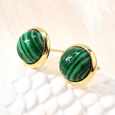 Brass Half Round Stud Earrings EJEW-Z124-03G-1