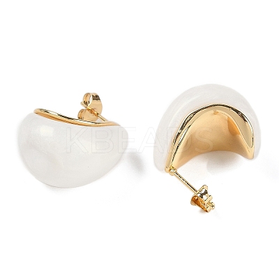 Teardrop Resin Stud Earrings EJEW-Z060-03G-01-1
