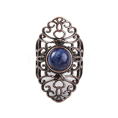 Natural Sodalite Retro Finger Rings RJEW-B067-02R-18-1
