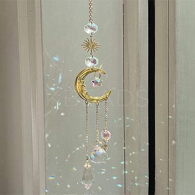1Pc Glass Teardrop Big Pendant Decorations HJEW-LP0002-57-1