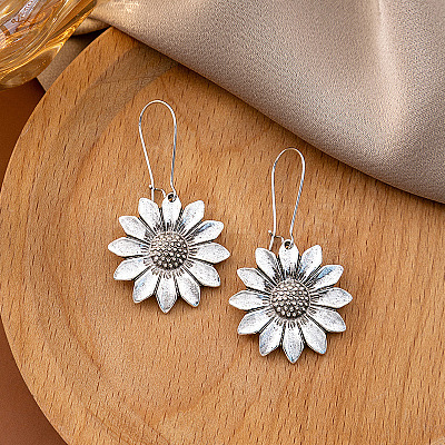 Sunflower Bohemian Style Zinc Alloy Hoop Earrings FS-WG9CCFB-09-1