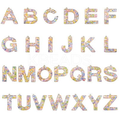26Pcs 26 Styles Transparent Epoxy Resin Pendants CRES-YW0002-28E-1