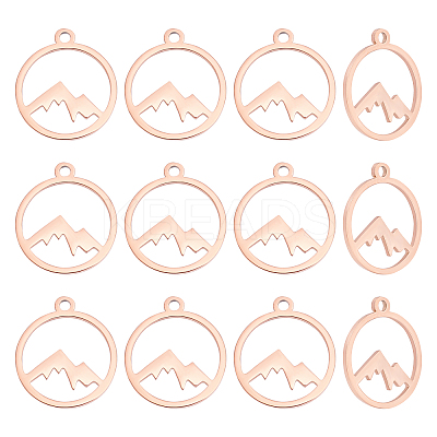 12Pcs Ion Plating(IP) 201 Stainless Steel Laser Cut Pendants STAS-UN0033-10-1