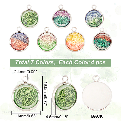 28Pcs 7 Colors Printed Opaque Resin Pendants RESI-AR0001-20-1