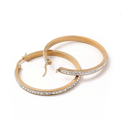 Clear Cubic Zirconia Big Hoop Earrings EJEW-C011-06G-1