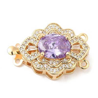 Brass Micro Pave Clear Cubic Zirconia Box Clasps KK-E052-01F-G03-1