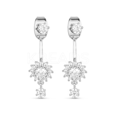 Elegant Fashion Real 18K Gold Plated Brass Front and Back Dangle Stud Earrings JE95A-1
