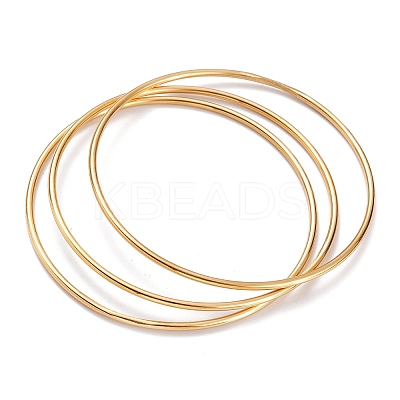 3Pcs Women's Simple Fashion PVD Vacuum Plating 201 Stainless Steel Stackable Bangles BJEW-O182-11G-1-1
