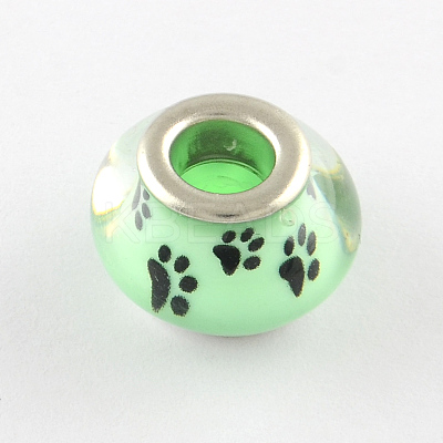 Large Hole Dog Paw Prints Pattern Resin European Beads OPDL-Q129-M12-1