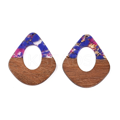 Transparent Resin and Walnut Wood Pendants RESI-T057-07G-1