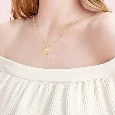 1pc 304 Stainless Steel Letter Pendant Necklaces NJEW-LP0001-38F-G-1