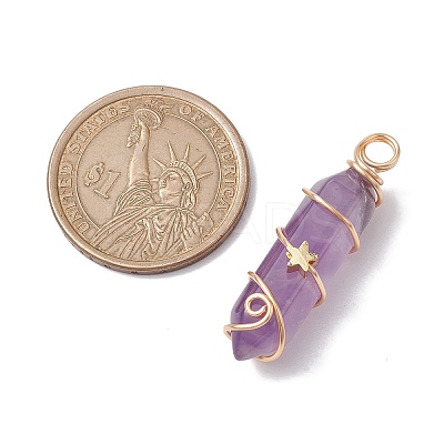 Natural Amethyst Double Terminal Pointed Pendants PALLOY-JF02672-01-1