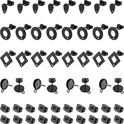 32Pcs 4 Style 304 Stainless Steel Stud Earring Findings for Dangle Charms STAS-UN0028-02-1
