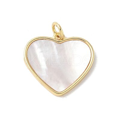Brass Pave Natural White Shell Pendants KK-S522-05B-G-1
