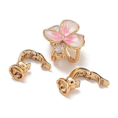 Brass Micro Pave Clear Cubic Zirconia Fold Over Clasps KK-U037-22G-03-1