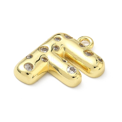 Brass Micro Pave Clear Cubic Zirconia Pendants KK-I476-02G-F-1