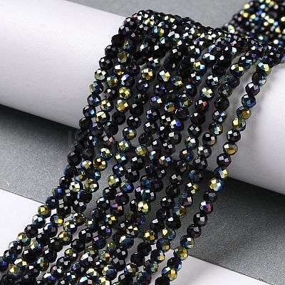 Electroplate Glass Beads Strands GLAA-H021-01B-HP03-1