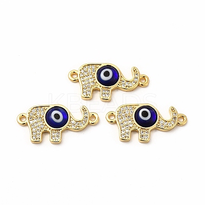 Rack Plating Real 18K Gold Plated Brass Micro Pave Clear Cubic Zirconia Connector Charms ZIRC-L102-05G-1