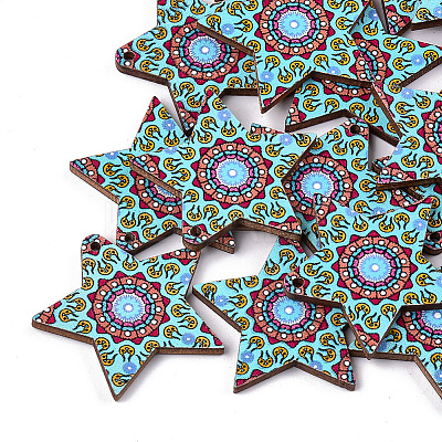 Printed Basswood Pendants LS-WOOD-S045-056B-1