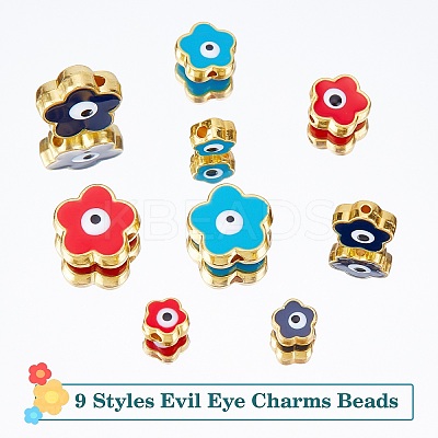 36Pcs 9 Style Rack Plating Alloy Enamel Beads ENAM-PH0001-97-1