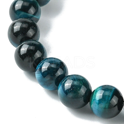 Dyed Natural Tiger Eye Round Beaded Stretch Bracelets for Women BJEW-TA00437-1