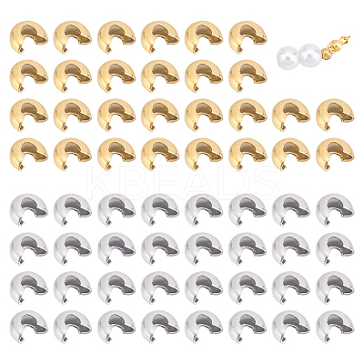 100Pcs 2 Style 304 Stainless Steel Crimp Beads Covers STAS-UN0041-41-1