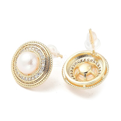 Natural Pearl Ear Studs EJEW-P285-04G-1