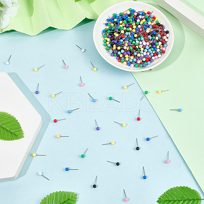 600Pcs 10 Colors Round Stainless Steel Drawing Pins FIND-SP0004-46-1