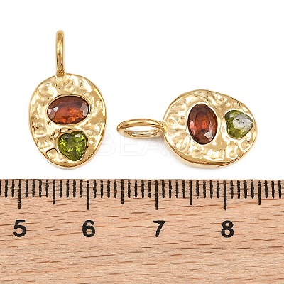 304 Stainless Steel Micro Pave Colorful Cubic Zirconia Pendants SA-CBA592A-06G-1