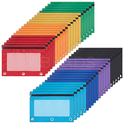 CutHollow 40Pcs 8 Colors Rectangle Oxford Cloth 3-Ring Pen Pencil Zipper Bags ABAG-CL0001-14-1
