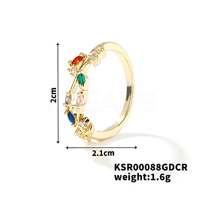 Fashionable European and American Style Brass Rhinestones Leaf Cuff Ring for Women SP8903-4-1